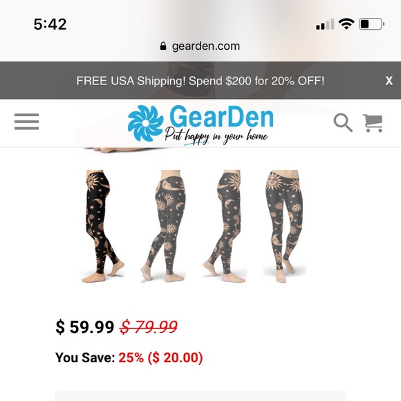 GearDen Celestial Symbol Leggings SZ M - Picture 6 of 7